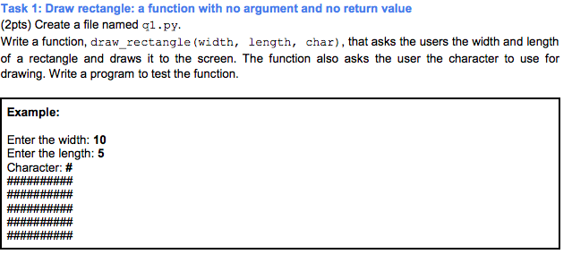 Solved Task 1 Draw Rectangle A Function With No Argument Chegg Com