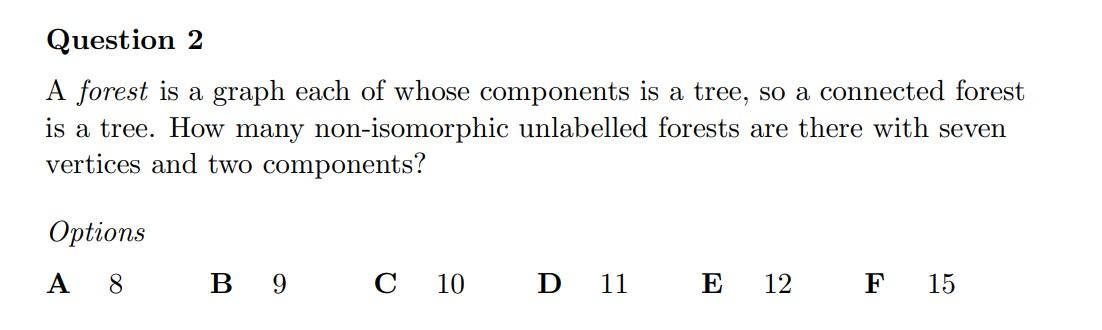 Solved Question 2 A forest is a graph each of whose | Chegg.com