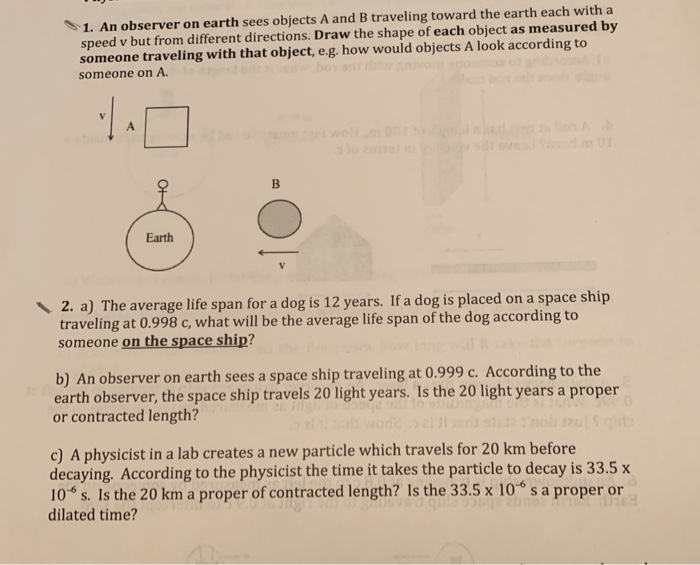 1. An Observer On Earth Sees Objects A And B | Chegg.com