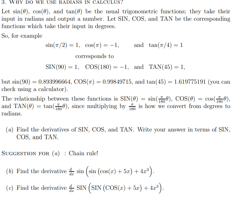 Solved Let sin(θ),cos(θ), and tan(θ) be the usual | Chegg.com