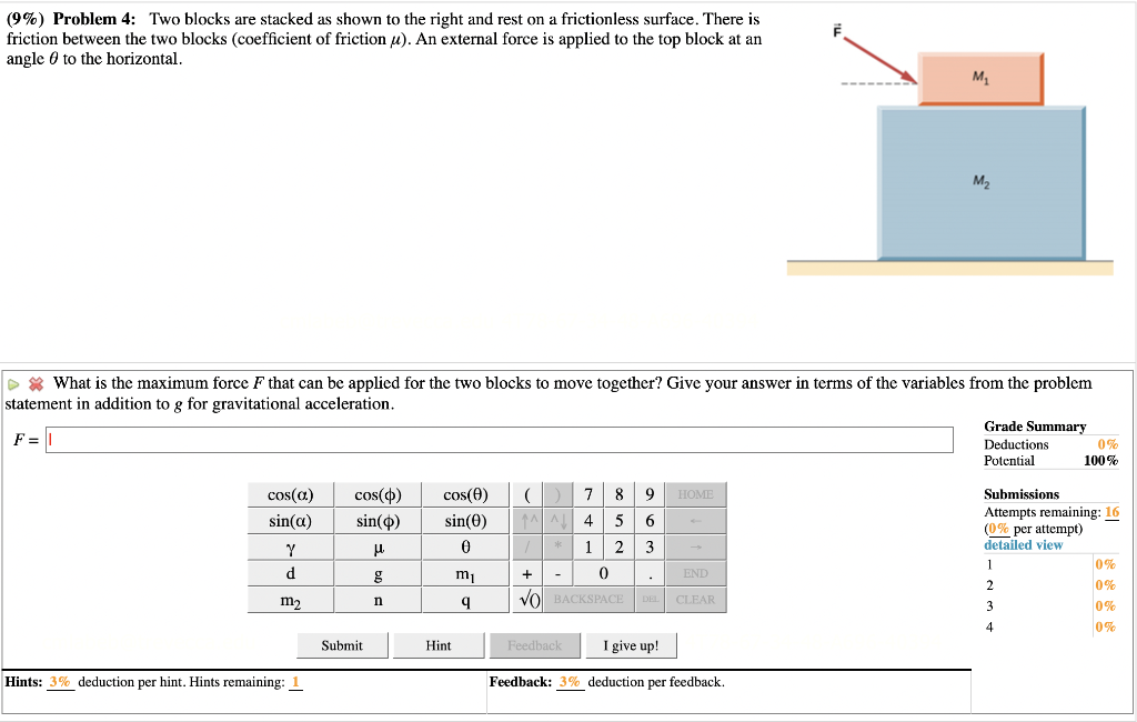 Solved Problem Two Blocks Are Stacked As Shown To Chegg Com