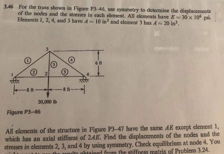 Solved 3.46 For the truss shown in Figure P3-46, use | Chegg.com