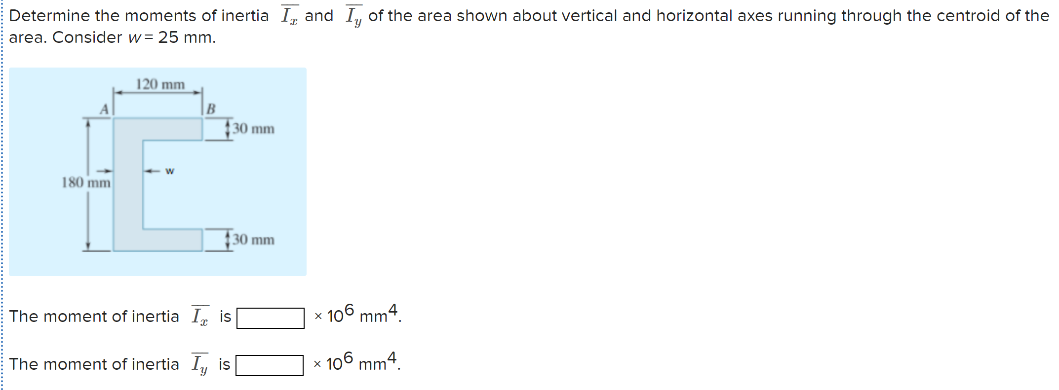 Solved Determine the moments of inertia Ix and Iy of the | Chegg.com