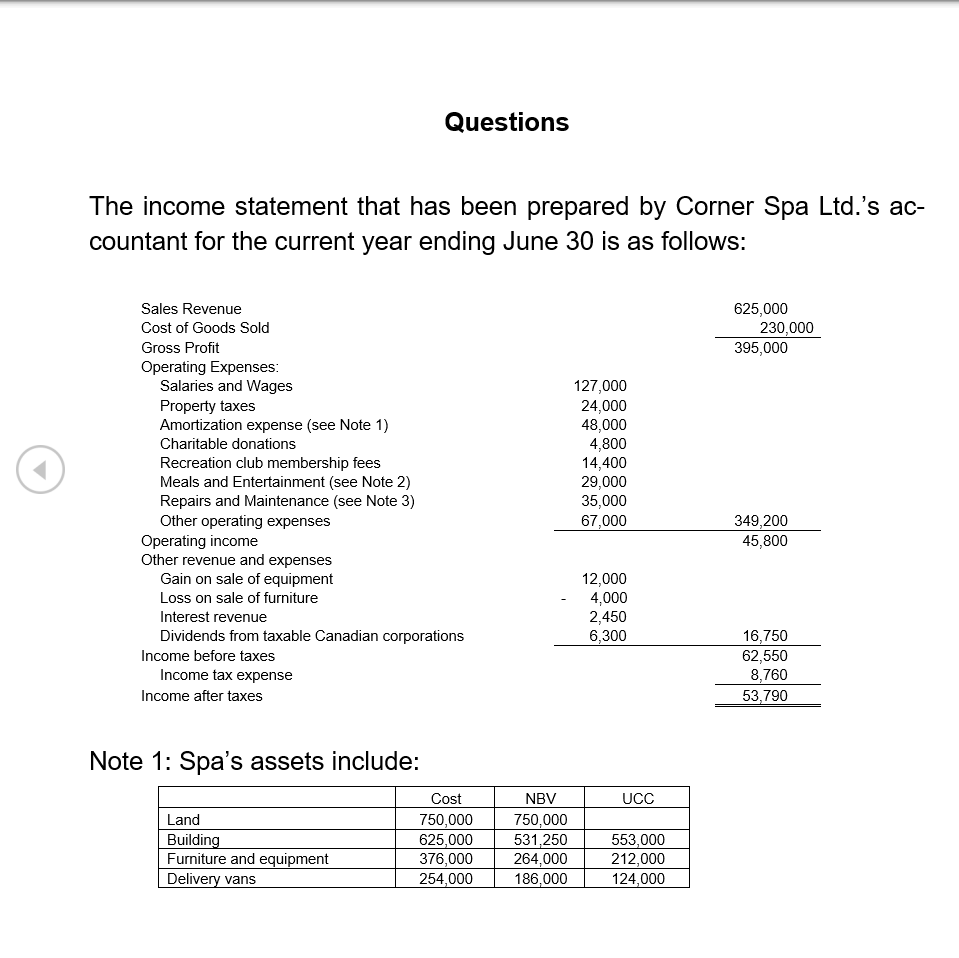 Solved Questions The Income Statement That Has Been Prepared Chegg Com