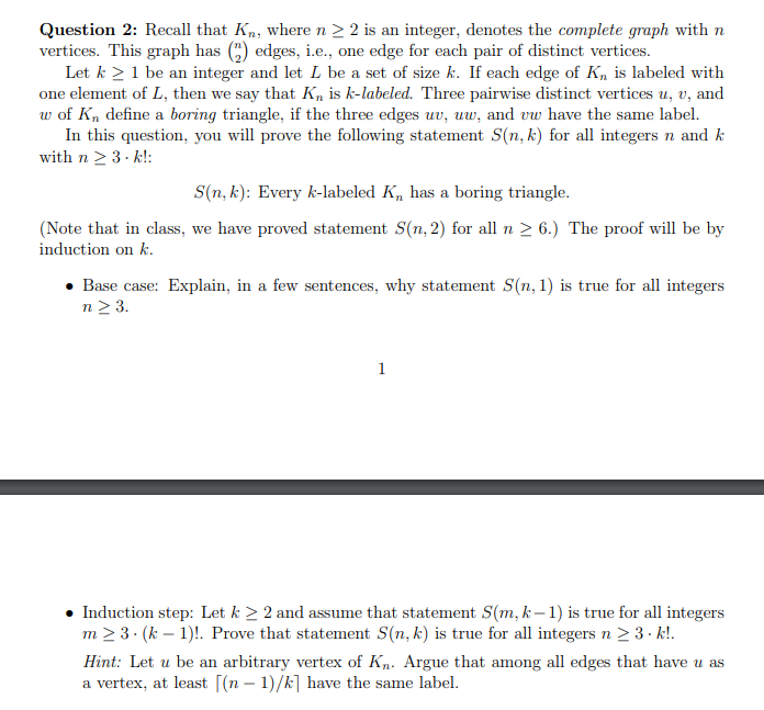 Question 2 Recall That Kn Where N 2 Is An Inte Chegg Com