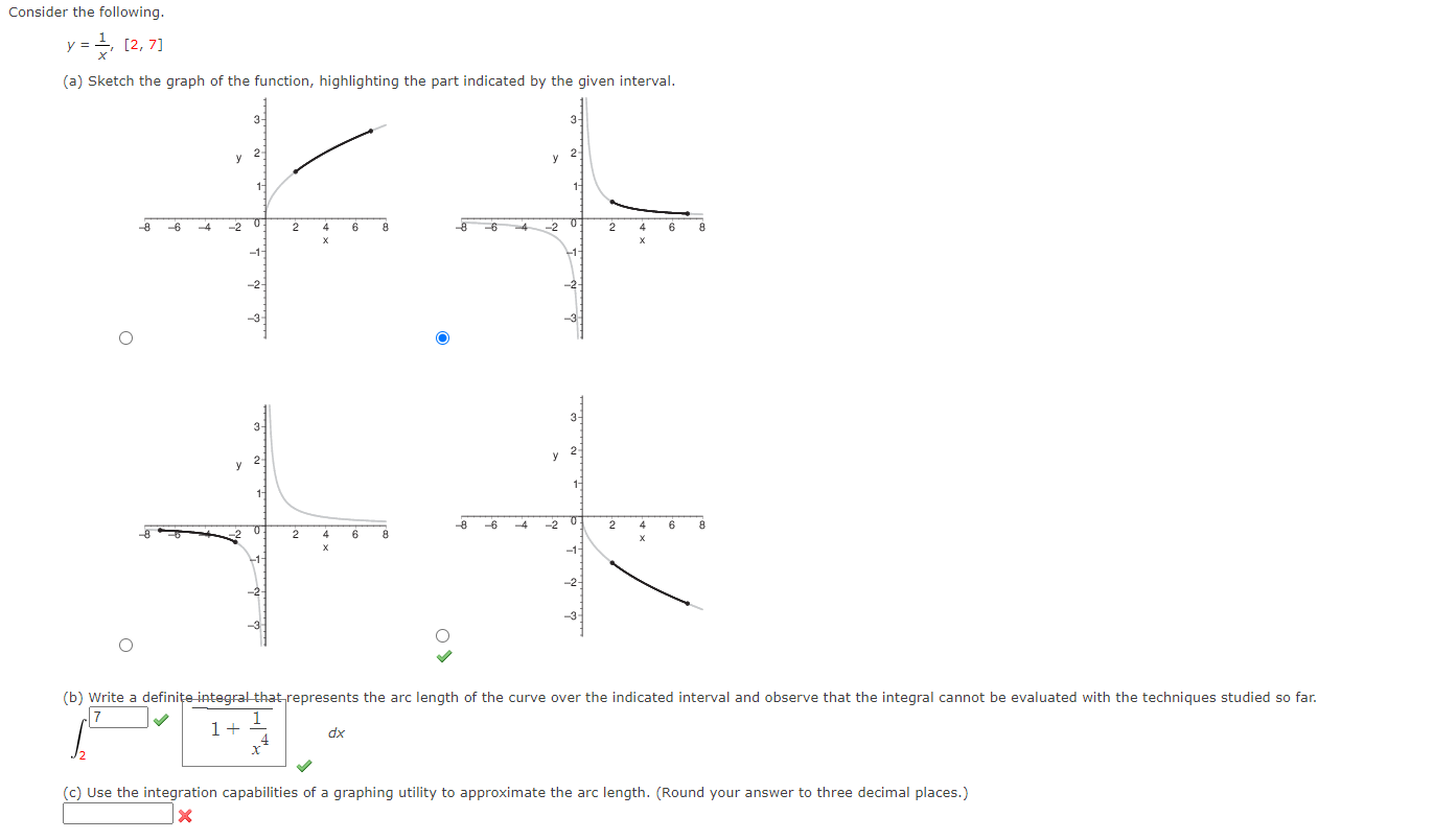 Solved Consider the following. y=x1,[2,7] (a) Sketch the | Chegg.com