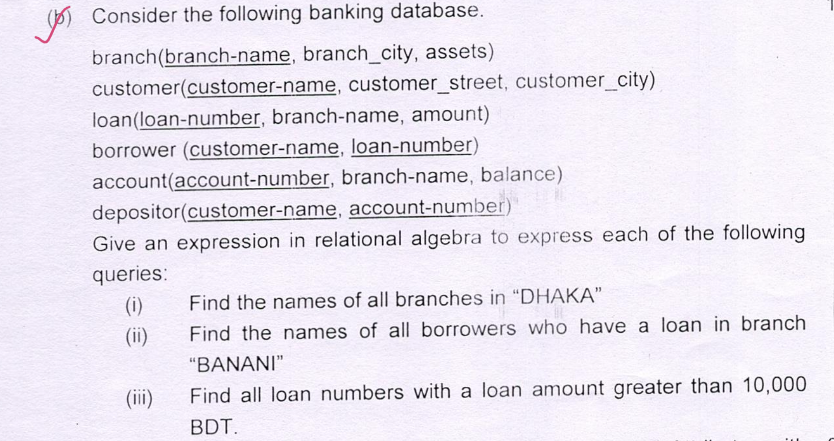 Solved (b) Consider the following banking database. | Chegg.com
