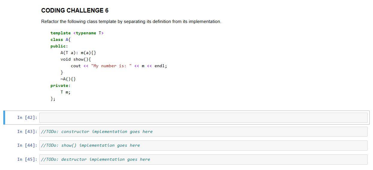 Solved CODING CHALLENGE 6 Refactor the following class | Chegg.com