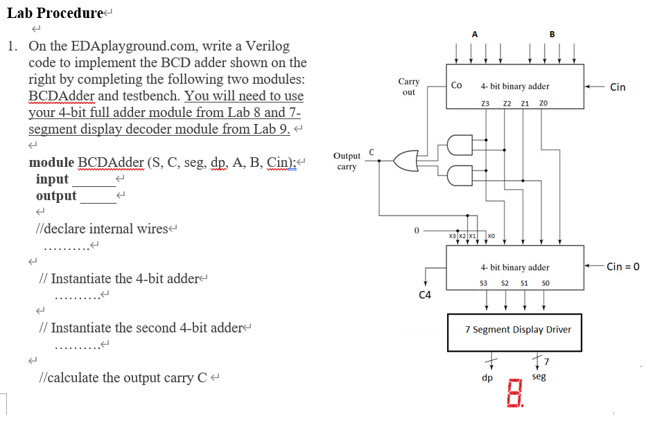 Solved Binary Coded Decimal (BCD) Adder Name: Digital | Chegg.com