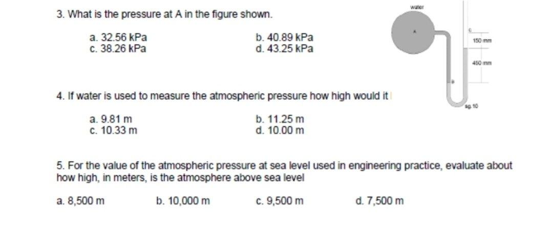 Solved wer 3. What is the pressure at A in the figure shown. | Chegg.com