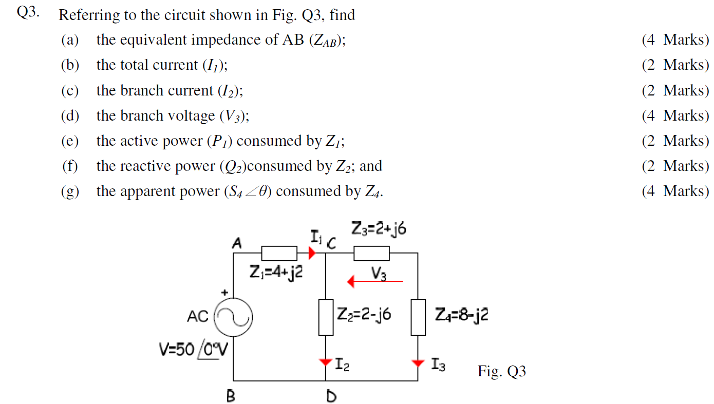Solved Q3. Referring to the circuit shown in Fig. Q3, find | Chegg.com