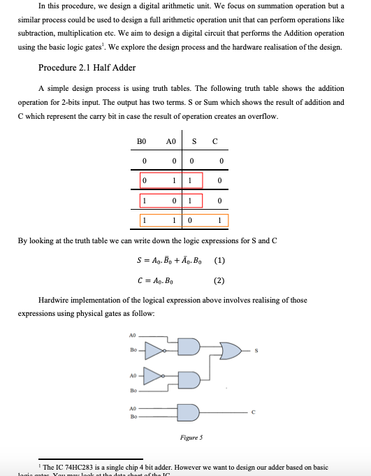 Solved In this procedure, we design a digital arithmetic | Chegg.com