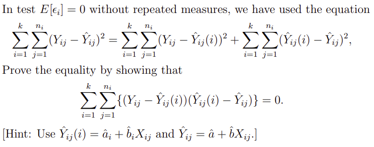 K Ni K In Test E Ej 0 Without Repeated Measures Chegg Com