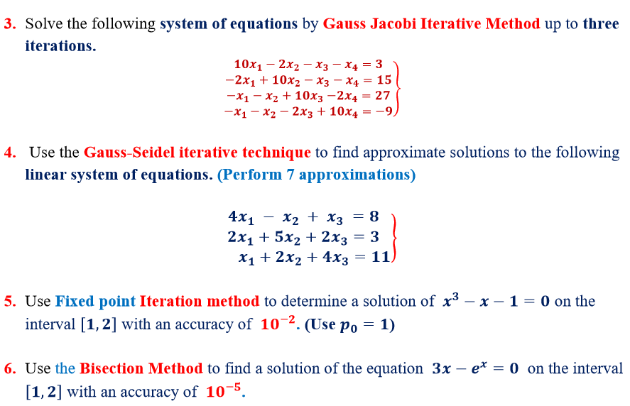 Solved 3. Solve The Following System Of Equations By Gauss | Chegg.com