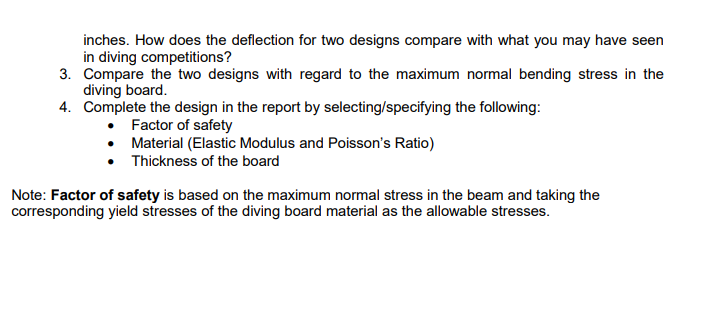 Problem Statement: Two designs for a diving board are | Chegg.com