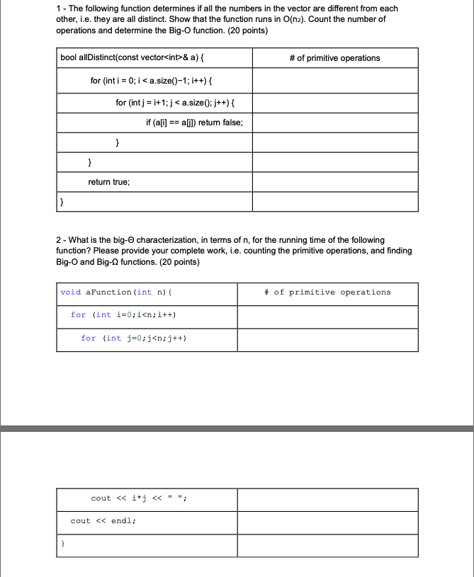 Solved 1 - The following function determines if all the | Chegg.com