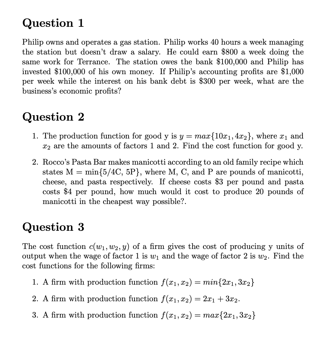 Solved Question 1 Philip Owns And Operates A Gas Station. | Chegg.com