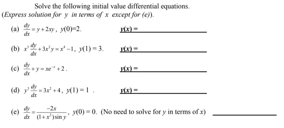 Solved Solve the following initial value differential | Chegg.com