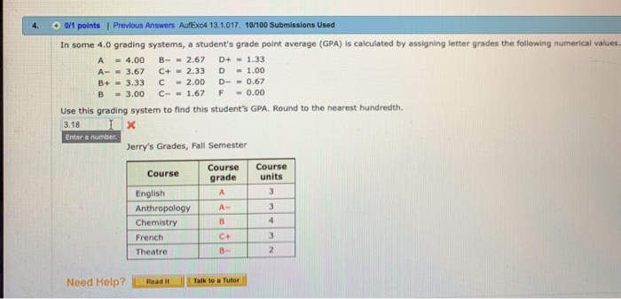 Solved 4. 01 points I Previous Answers AufExc4 13.1.017, | Chegg.com