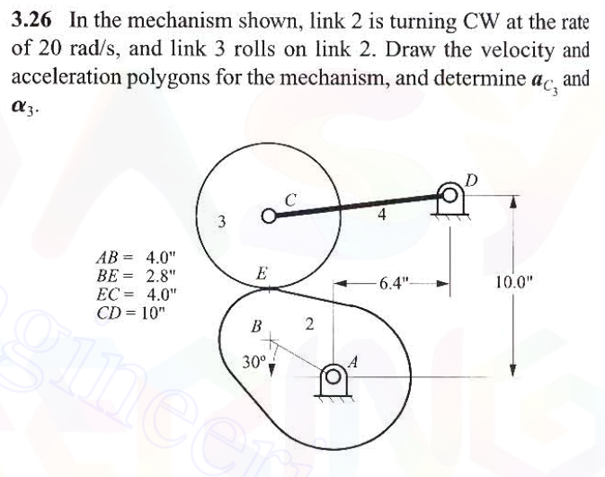 Solved 3.26 In The Mechanism Shown, Link 2 Is Turning CW At | Chegg.com