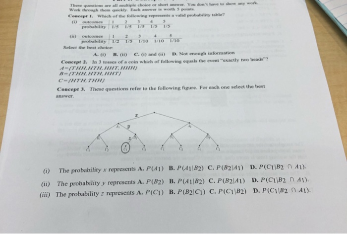 Solved These questions are all multiple choice or short | Chegg.com