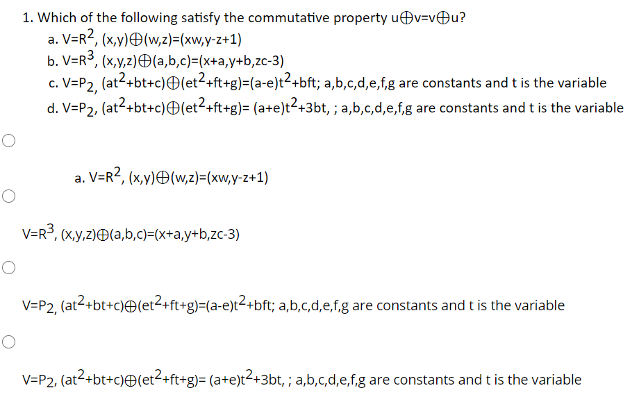 Solved A V 1 Which Of The Following Satisfy The Commuta Chegg Com