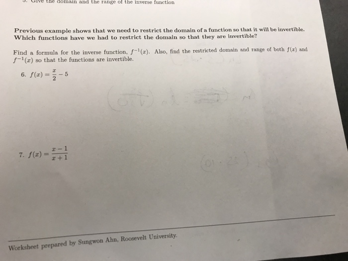 Solved J GIve thè domain and the range of the inverse | Chegg.com
