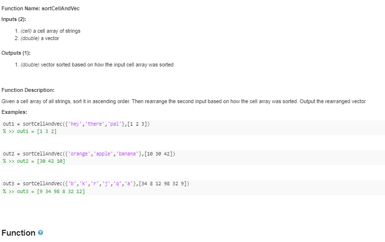 Solved Function Name SortCellAndVec Inputs 2 1 Cell A Chegg Com   Phpy3yScj