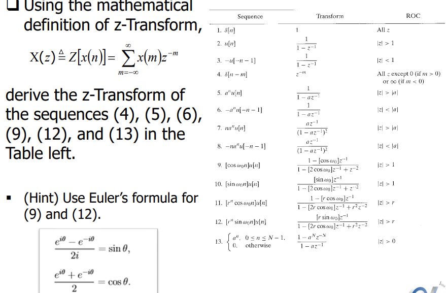 Solved Using The Mathematical Definition Of Z Transform