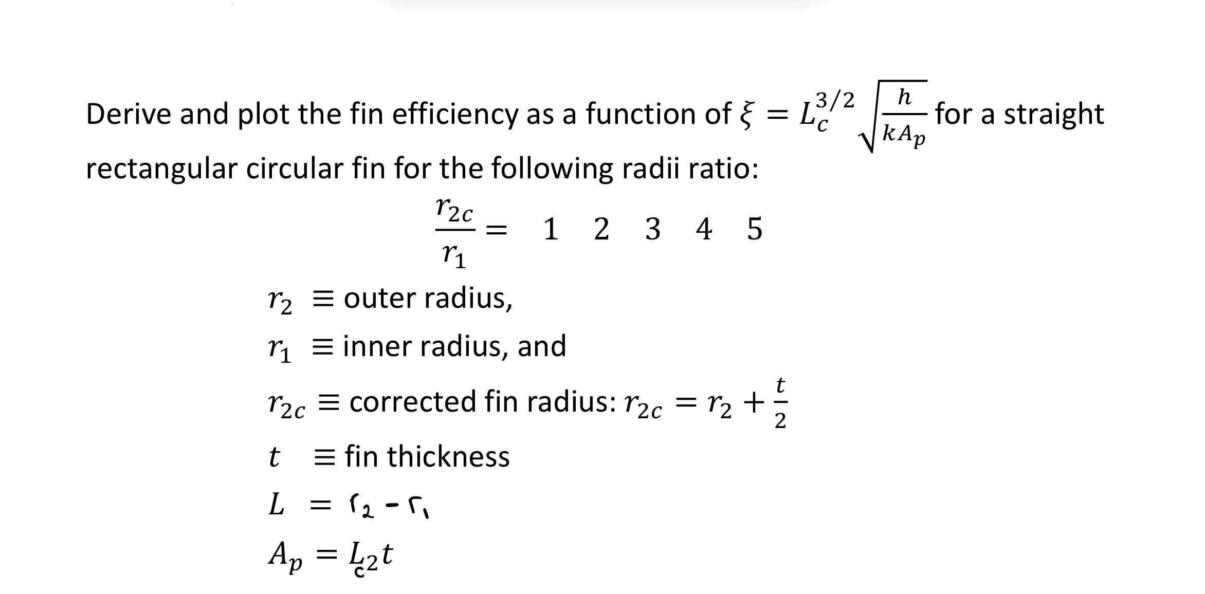 Solved Derive and plot the fin efficiency as a function of | Chegg.com