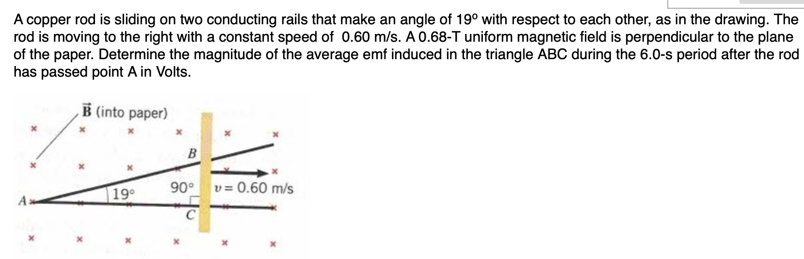 Solved A copper rod is sliding on two conducting rails that