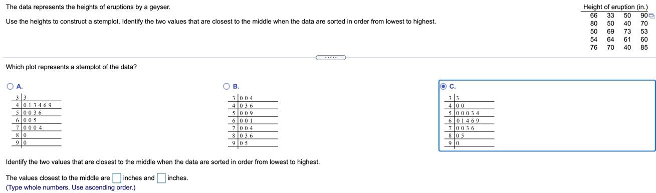 Solved The data represents the heights of eruptions by a | Chegg.com