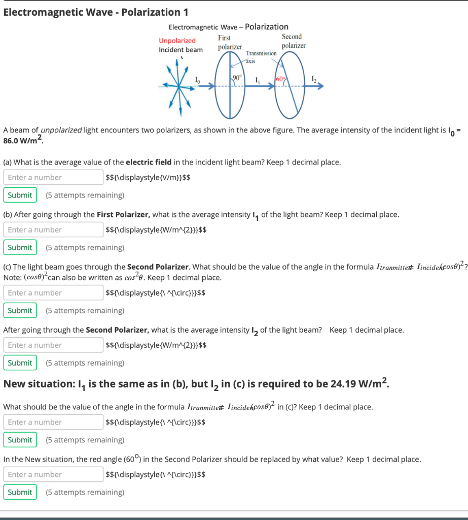 Solved Electromagnetic Wave - Polarization 1 Electromagnetic | Chegg.com