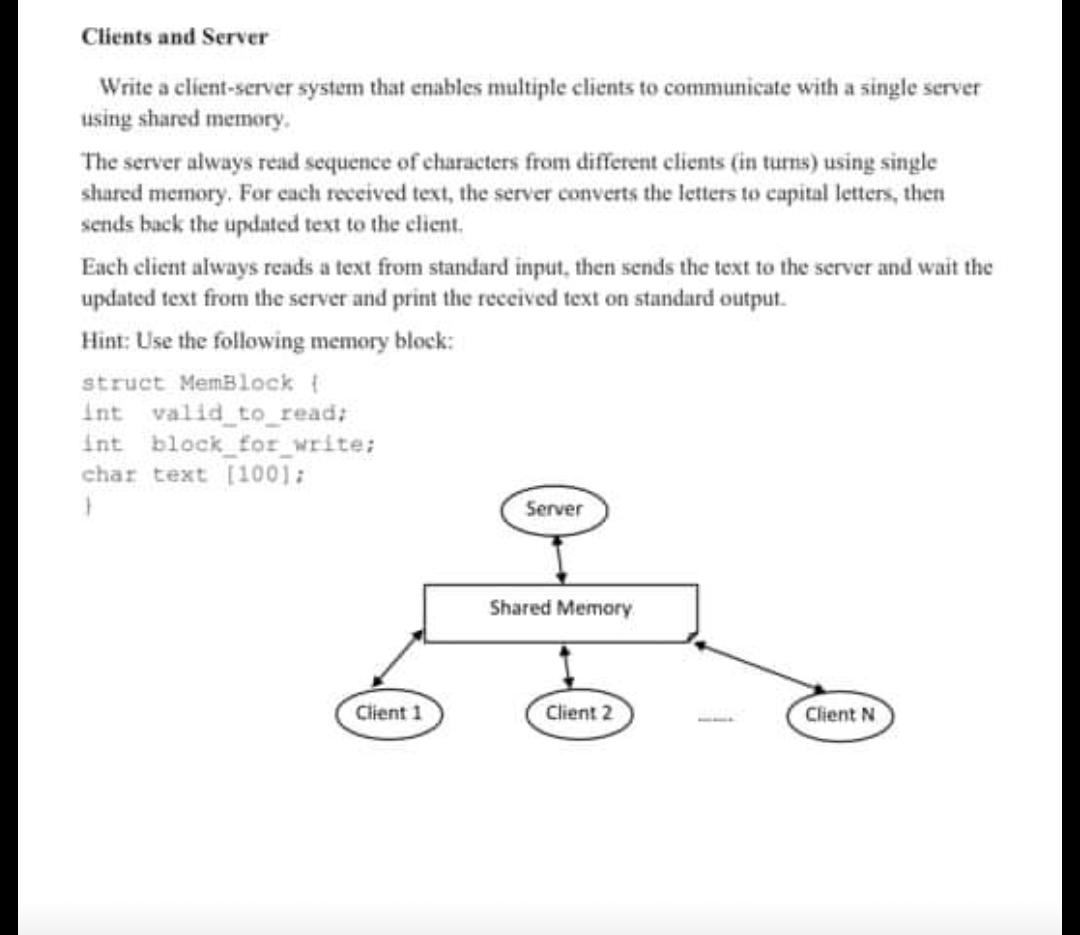Making Server Writing Clients and Server Write a client-server system that | Chegg.com