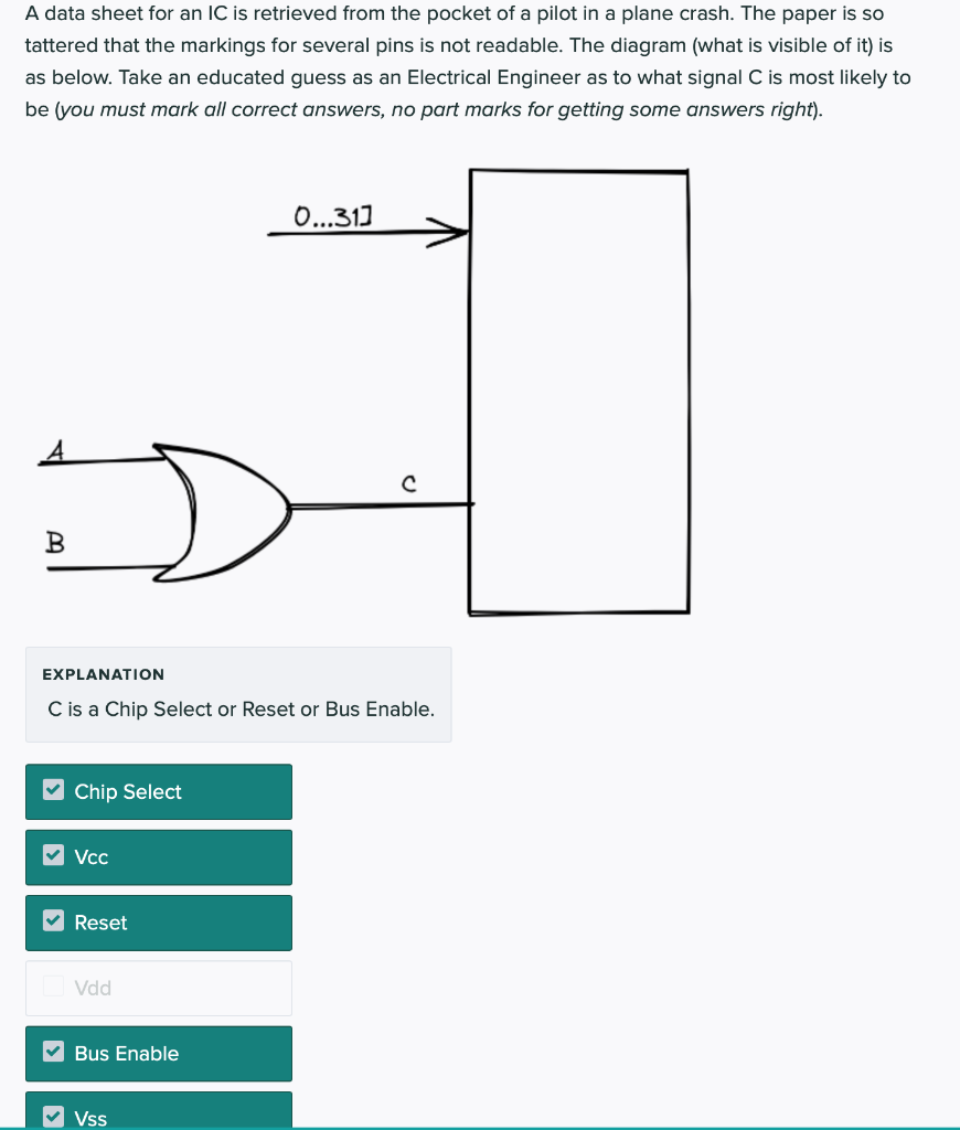 Solved Why the answer is Reset, Bus enable and Chip select? | Chegg.com