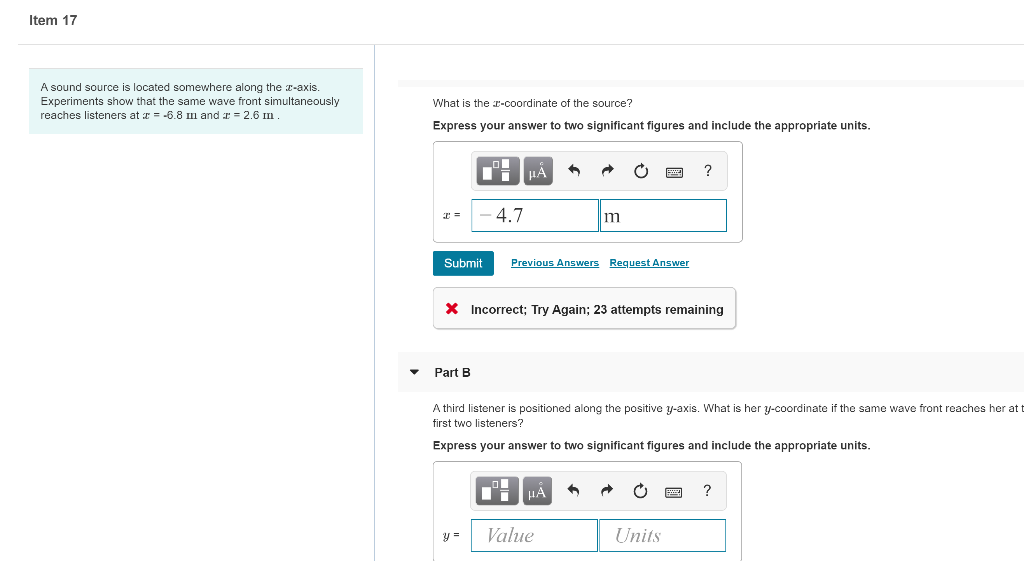 Solved Item 17 A Sound Source Is Located Somewhere Along The | Chegg.com