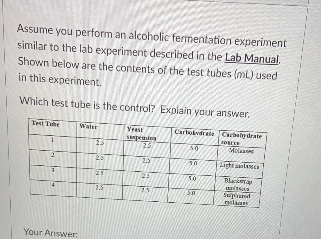 Solved Assume you perform an alcoholic fermentation