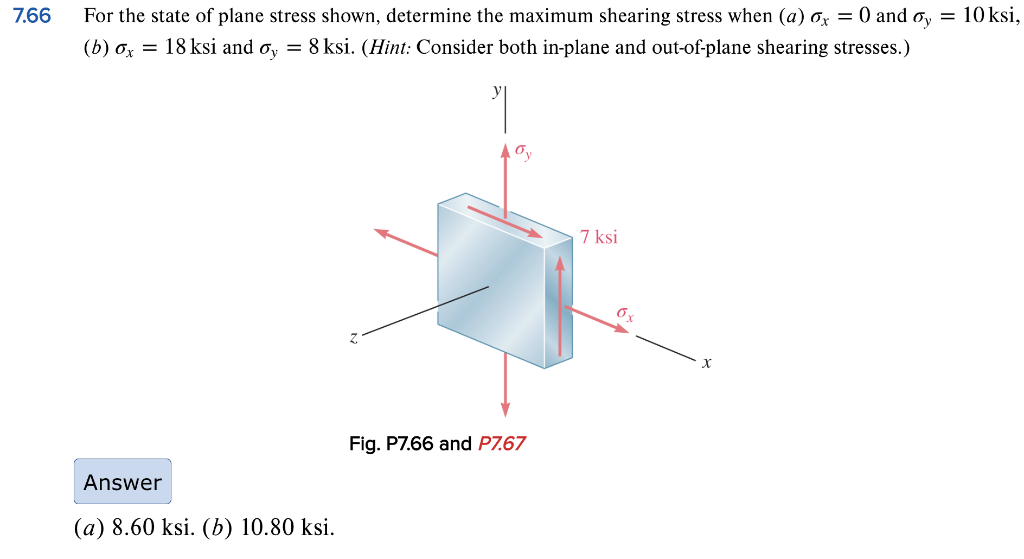 Solved .66 For the state of plane stress shown, determine | Chegg.com