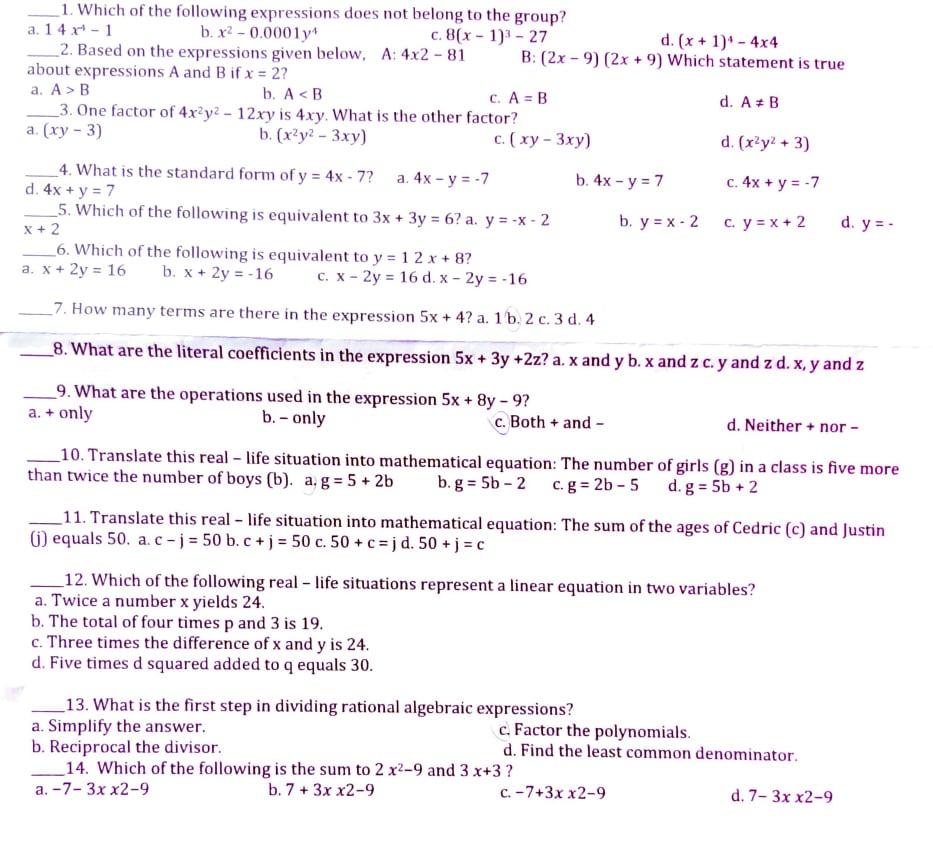 Solved X 2 1 Which Of The Following Expressions Does Chegg Com