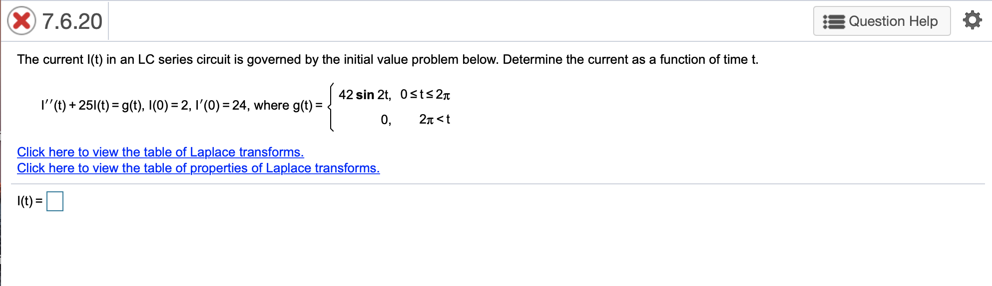 Solved The Current I T In An Lc Series Circuit Is Gover Chegg Com