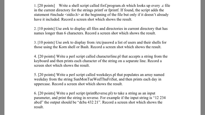 Solved 1. [20 points] Write a shell script called | Chegg.com