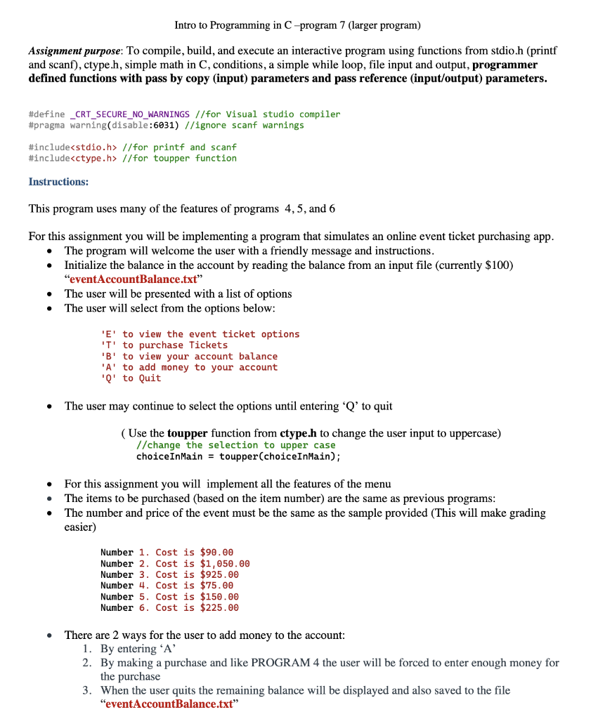 Solved PROGRAMMING IN C (THIS SAME QUESTION ON CHEGG IS | Chegg.com