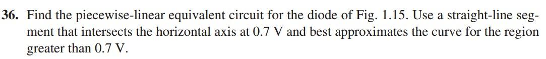 6. Find the piecewise-linear equivalent circuit for the diode of Fig. 1.15. Use a straight-line segment that intersects the h