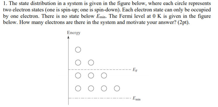 Solved 1. The state distribution in a system is given in the | Chegg.com