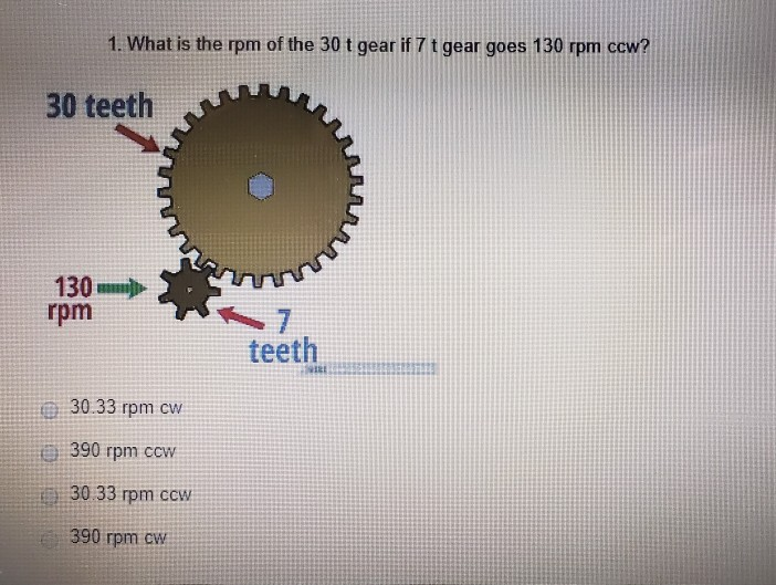 Gear Rpm Math Solved 1. What is the rpm of the 30 t gear if 7 t gear goes | Chegg.com