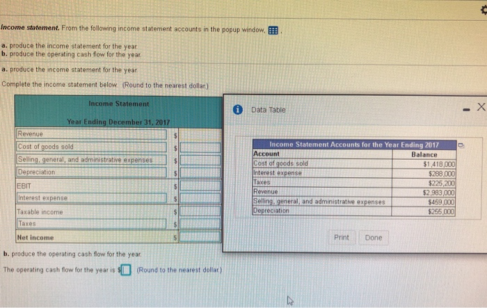 Solved Income statement. From the following income statement | Chegg.com