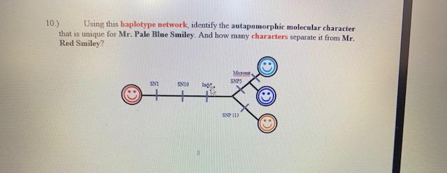 10.) Using this haplotype network, identify the | Chegg.com
