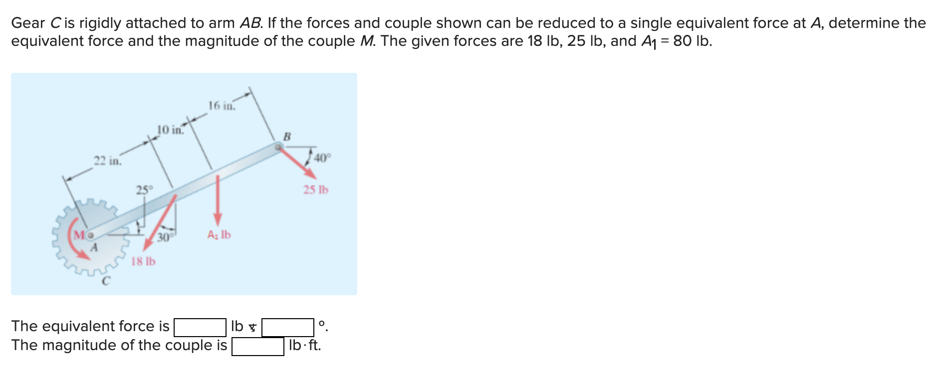 solved-gear-c-is-rigidly-attached-to-arm-ab-if-the-forces-chegg