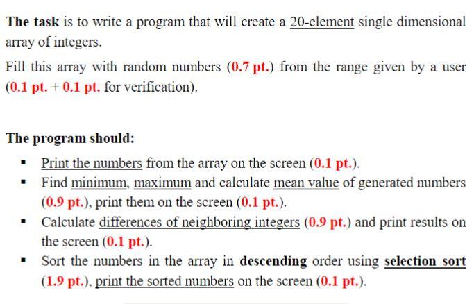 Solved The task is to write a program that will create a | Chegg.com