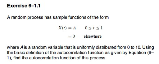 Solved Exercise 6-1.1 A random process hlunctions of the | Chegg.com